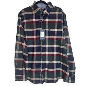 NWT Chaps Men's Casual Plaid XL Flannel Shirt - Green, Burgundy and Navy
